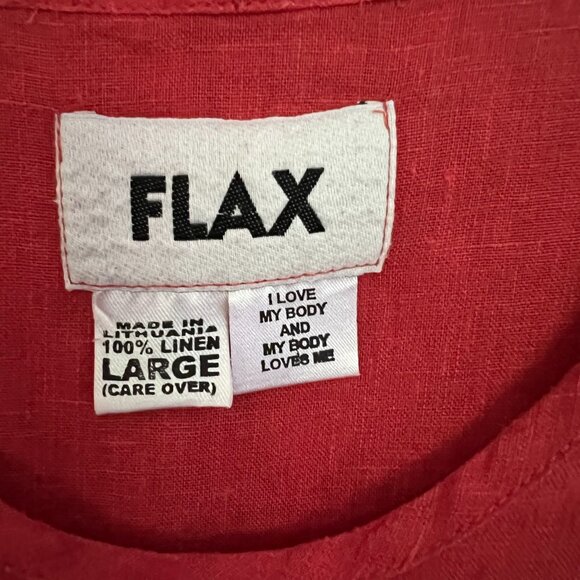 FLAX 100% Linen Watermelon Red Ladies Sleeveless Tank Top - Size L/Large - GUC - Picture 3 of 13